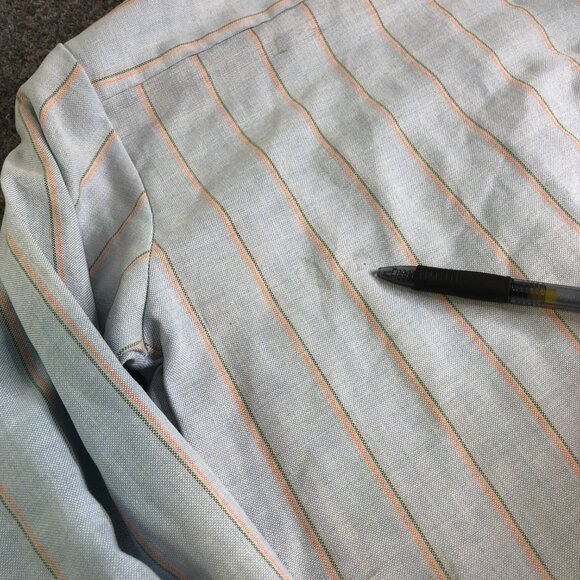 Carol Brent Vintage Work Shirt Dress 7 8 Blue Orange Button 60s 70 Made Japan - Picture 11 of 12